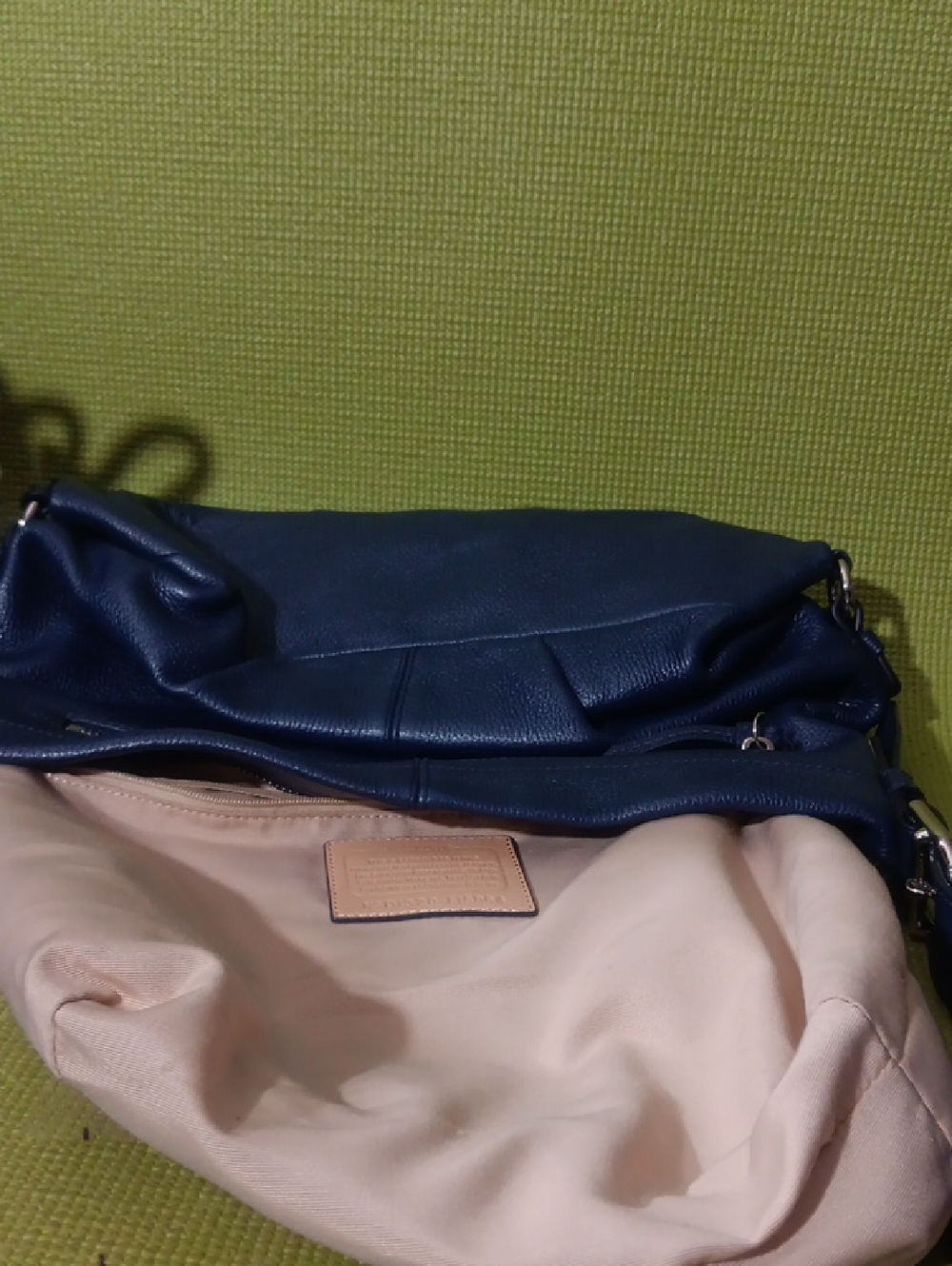 Coach Navy Blue Pebbled Leather Shoulder Bag - Picture 5 of 8